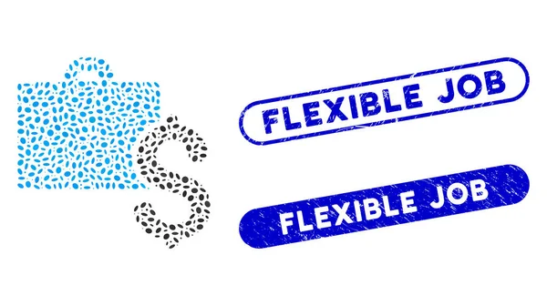 Elliptique Mosaïque Comptabilité avec Texturé Flexible Job Seals — Image vectorielle