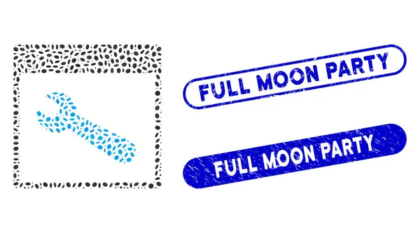 Ellipse Collage Clé outil calendrier page avec texturé pleine lune Party Seals — Image vectorielle