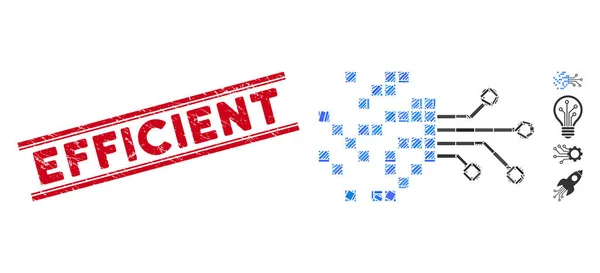 Cyfrowa transformacja obwodu mozaiki i awarii Skuteczne uszczelnienie z liniami — Wektor stockowy