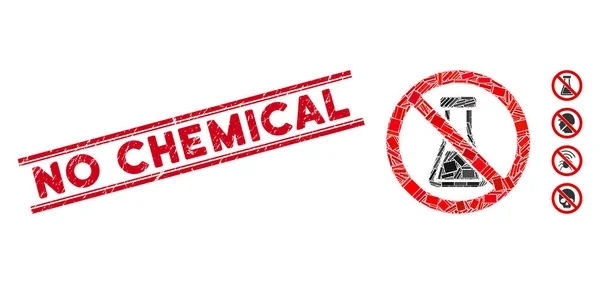 Keine chemische Substanz Mosaik und Grunge keine chemische Dichtung mit Linien — Stockvektor