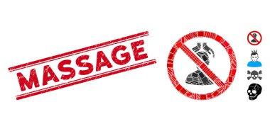 Kafa Masajı Yok Mozaik ve Grunge Masaj Mühürü Çizgileri