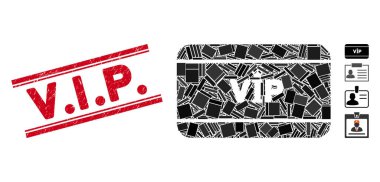 Vip Erişim Kartı Mozaiği ve kazınmış V.I.P. Çizgilerle Filigran