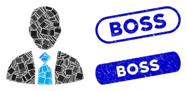 Çizik Patron Damgalı Dikdörtgen Kolaj Patronu