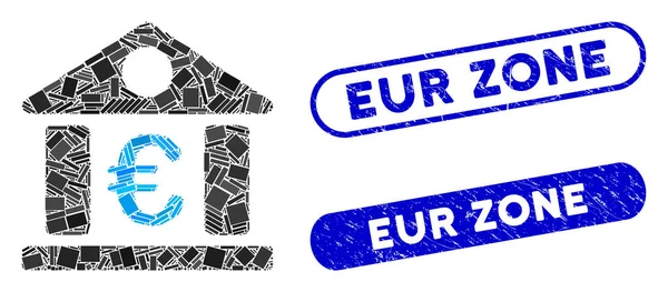 Retângulo Mosaico Euro Bank Museum with Distress EUR Zone Seals — Vetor de Stock