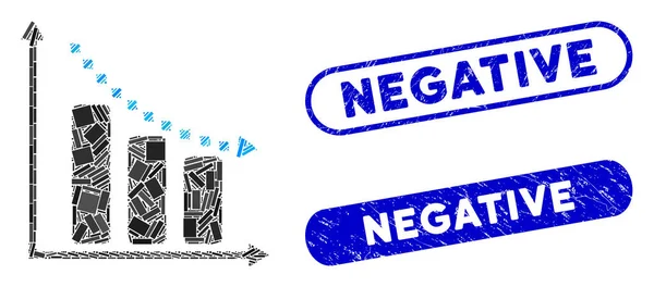 Tendenza negativa mosaico rettangolo con francobolli di pericolo negativi — Vettoriale Stock