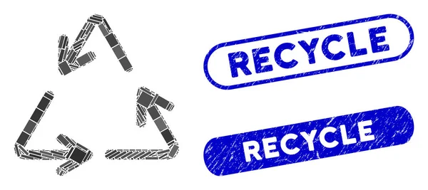 Rectangle Mosaïque Recycler avec Distress Recycler timbres — Image vectorielle