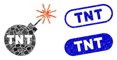 Dikdörtgen Kolajı Grunge Tnt Mühürlü Tak Bombası