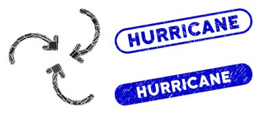 Dikdörtgen Kolaj Girdap Döndürme Okları Tehlike Kasırgası Mühürlü