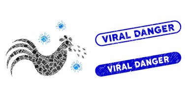Coronavirus ile Mozaik Kuş Gribi Simgesi Viral Tehlike Mührü Çizildi