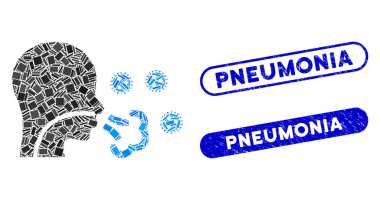 Mozaik Hasta Virüsü Coronavirüs Grunge Zatürree Mühürlü Simge