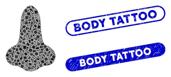 Mosaico Icona del naso con Coronavirus Distress Body Tattoo Seal — Vettoriale Stock