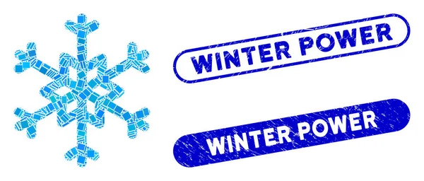 Collage Snowflake Icon met Coronavirus Distress Winter Power Seal — Stockvector