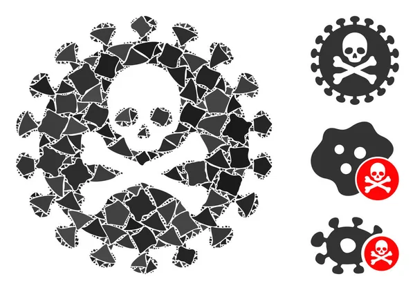 Virus de la muerte de la carcasa de malla brillante con puntos de inflamación — Vector de stock