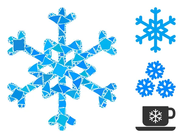 Réseau Flare Mesh Flocon de neige avec taches Flare — Image vectorielle