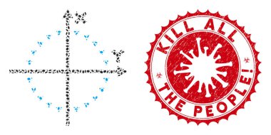 Kolaj Noktalı Çember Çizim Simgesi Coronavirus Tehlike Tüm Halkı Öldürme Mührü