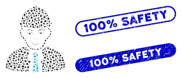 Ingeniero de Collage de elipse con sellos de seguridad texturizados al 100% — Vector de stock