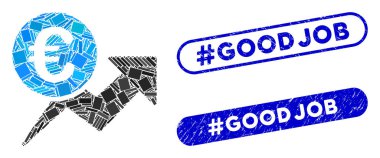 Rectangle Collage Euro Sales Growth with Distress hashtag Goodjob Stamps