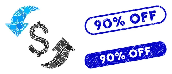 Costo de actualización de Collage de rectángulo con sellos con textura 90 por ciento de descuento — Vector de stock