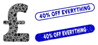 Rectangle Mosaic Pound Sterling with Textured 40 Percent Off Everything Stamps
