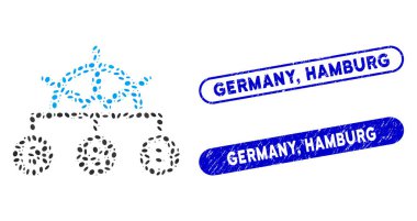 Elliptic Mosaic Currency Management with Scratched Germany, Hamburg Seals