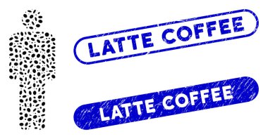 Elliptic Mosaic Man with Textured Latte Coffee Stamps