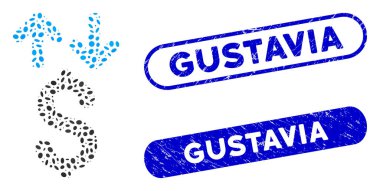 Ellipse Collage Dollar Transactions with Scratched Gustavia Stamps