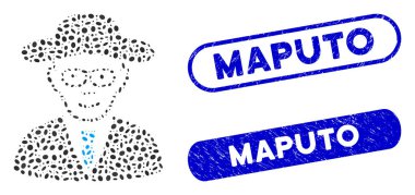 Oval Collage Scientist with Textured Maputo Seals