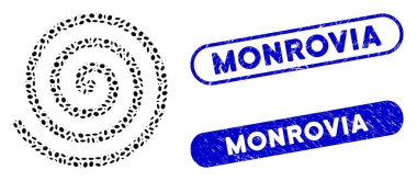 Ellipse Collage Spiral with Scratched Monrovia Stamps