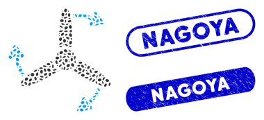 Elliptic Mosaic Three Bladed Screw Rotation with Textured Nagoya Stamps