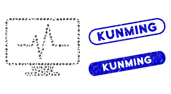 Ellipse Mosaic Line Chart Monitoring with Distress Kunming Watermarks — 스톡 벡터