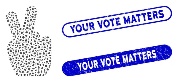 Ellipse Collage geste de victoire avec rayé votre vote compte filigranes — Image vectorielle
