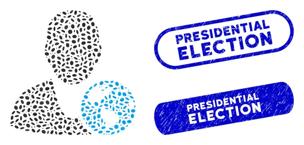 Collage Oval Gerente Internacional con Texturas de Elección Presidencial Watermarks — Archivo Imágenes Vectoriales