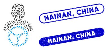 Grunge Hainan, Çin Filigranlı Eliptik Mozaik Sürücüsü