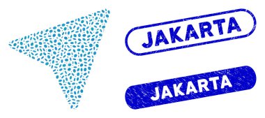 Eliptik Mozaik Serbest Kağıt Uçak Çizilmiş Jakarta filigranı