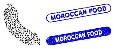 Tırmalanmış Fas Gıda Mührü ile Elips Kolajı Sosisi