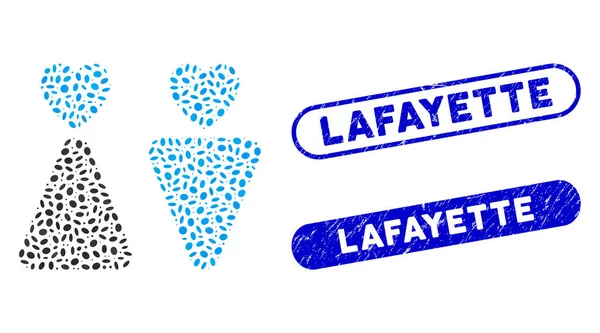 Elliptische Mosaikliebhaber mit Lafayette-Briefmarken in Not — Stockvektor