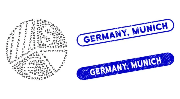 Ellipse Collage Valuta Pie Diagram med nöd Tyskland, München tätningar — Stock vektor