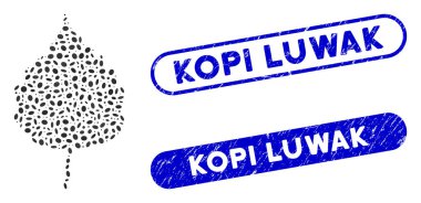 Oval Kolaj Birch Yaprağı Çizilmiş Kopi Luwak Filigranı