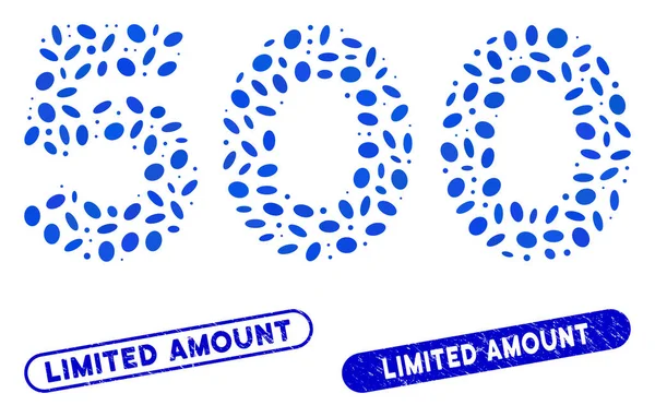 Ellipse Collage 500 dígitos Texto com Grunge Quantidade limitada Selos —  Vetores de Stock