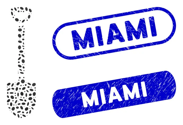 Ellipse Collage Schaufel mit Seenot Miami Seals — Stockvektor