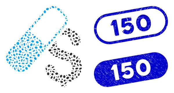Ellipse Collage Medicação Negócios com texturizado 150 Marcas d 'água —  Vetores de Stock
