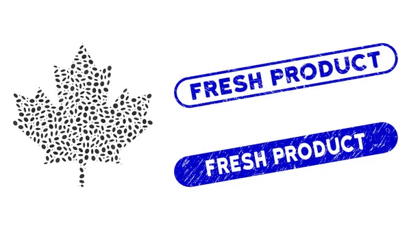 Elipsa Collage Maple Leaf s Grunge Fresh Product Seals — Stockový vektor