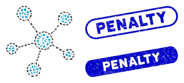 Elipse Mosaic Euro Network Enlaces con Sellos de Pena Rasguñados — Vector de stock