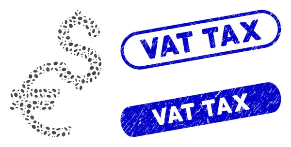 Mosaico oval Moeda com carimbos de imposto de IVA texturizados —  Vetores de Stock