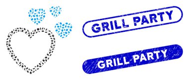 Elips Kolajı Izgara Partisi Mührlü Aşk Kalpleri