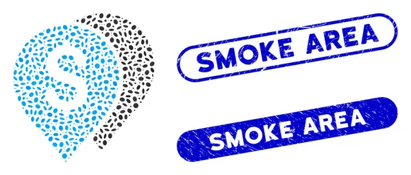 Marcadores elípticos Collage Bank con sellos de área de humo texturizado — Archivo Imágenes Vectoriales