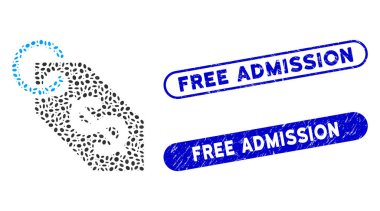 Grunge Beleş Giriş Damgalı Elips Kolajı Dolarlık Etiketi