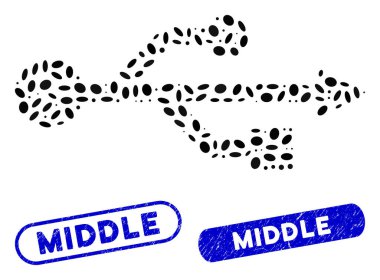 Dokulu Orta Filigranlı Elips Kolajı Usb Sembolü