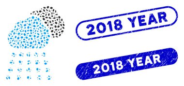 2018 Yıl Mühürlü Eliptik Kolaj Yağmuru Bulutları