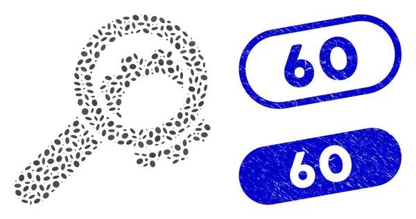 Зібрання овальної мозаїки з грандж - 60 водяних знаків — стоковий вектор